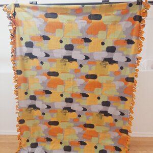 Orange & Black Geo Double-sided Fleece Blanket #54 (52.5in W X 70in L)